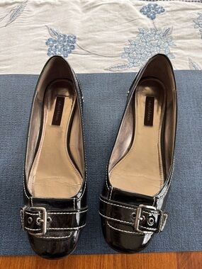 ruby & bloom Black Patent Buckle Flats size 10